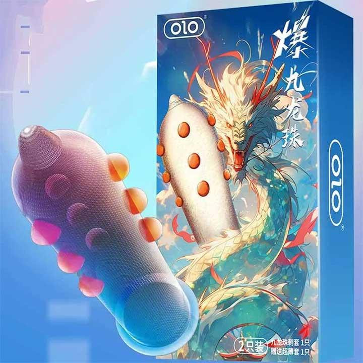 Презервативи із шипами супертонкий OLO Nine Dragon 2 шт. Вінниця - фото 4