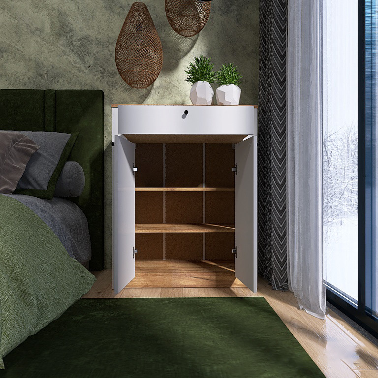 Тумба закрита Еверест Нордік-800 80х38х100 см Білий + Дуб крафт золотий (DTM-5529) Дніпро - фото 5