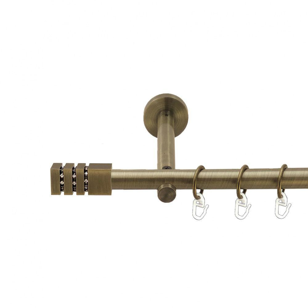 Карниз Orvit Ацтека металевий однорядний циліндр+профіль (16 см) гладка труба кільце металеве Антик 19 мм 240 см (00-00013180) Львів - фото 1