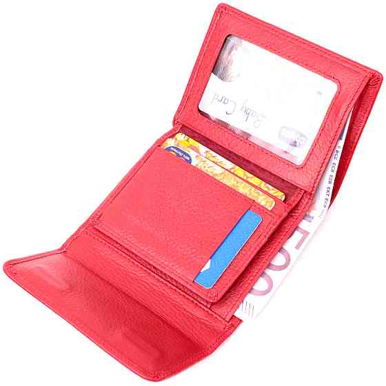 Яркий женский кошелек с монетницей из натуральной кожи Красный (ST Leather) Киев