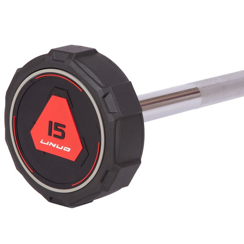 Штанга фіксована пряма поліуретанова LI NUO 3622-15 довжина 111 см 15 кг Київ - фото 3