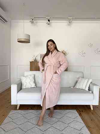 Жіночий велюровий халат для вагітних COSY довгий Peach Fuzz в подарунковій упаковці персиковий Київ