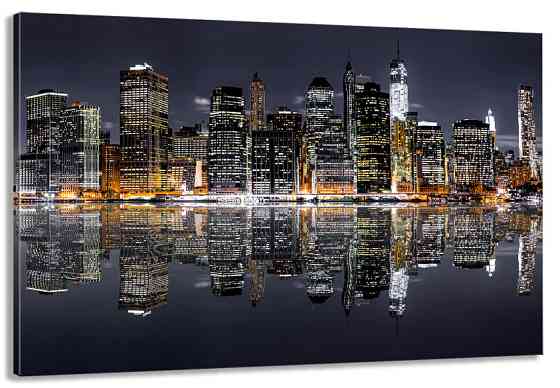 Картина полотно у вітальню / спальню      Нічне місто   MLP_233 ( 60х30см ) 60x100 см Київ