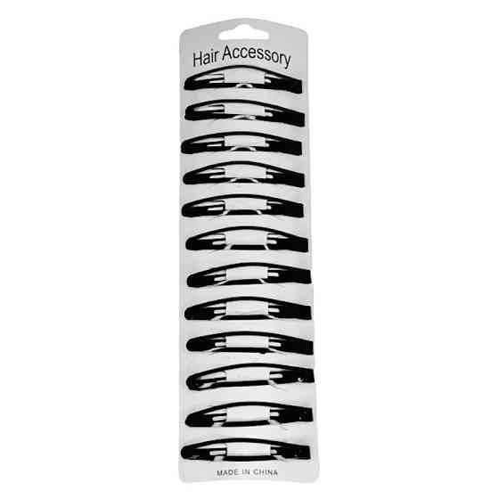 Затискач-хлопавка для волосся 1200-191 чорна 12 штук Вінниця