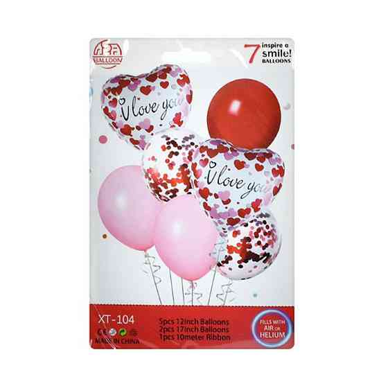 Воздушные шарики MK 5645-104 в наборе 7 штук, лента 10 метров Винница