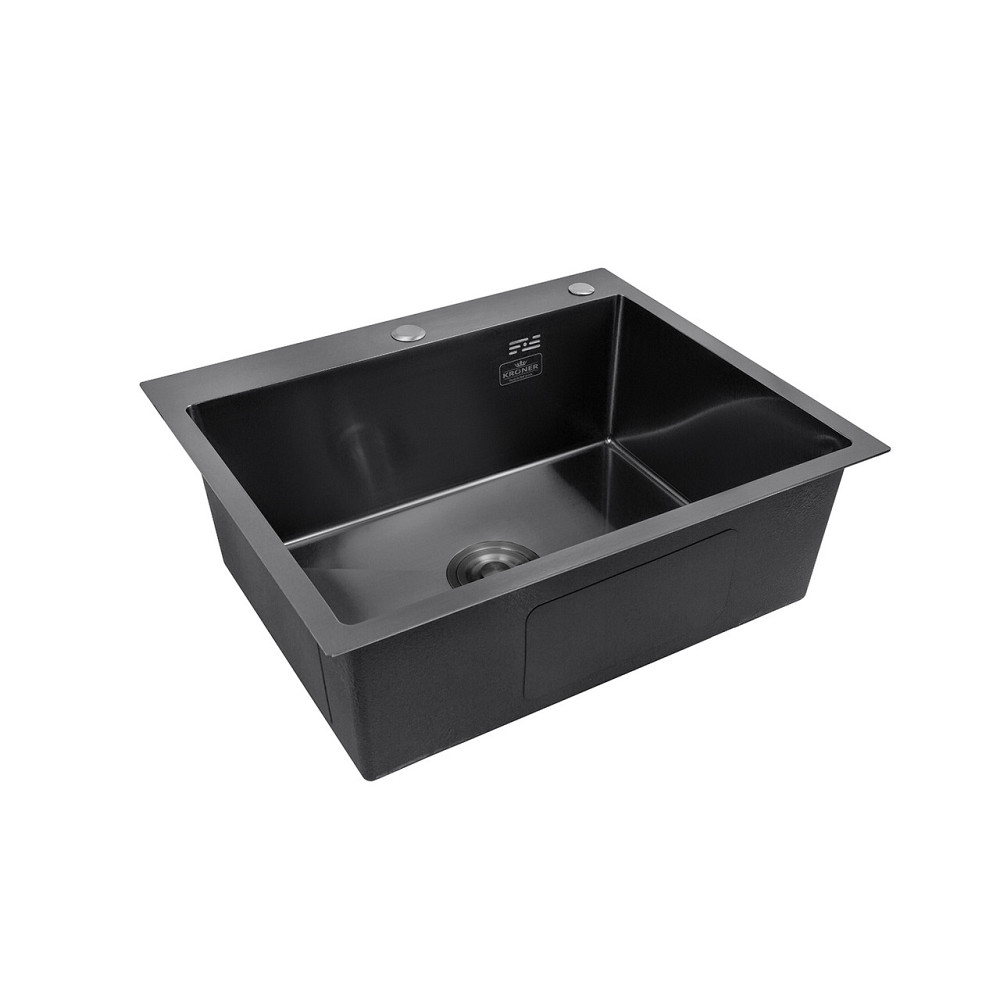 Кухонная мойка Kroner KRP Schwarze - 6050HM с PVD покрытием (3/1 мм) черная Киев - изображение 3