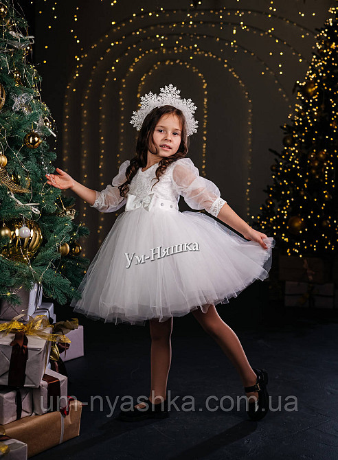 Платье Снежинка Белое нарядное платье для девочки с блестками Кривой Рог - изображение 7