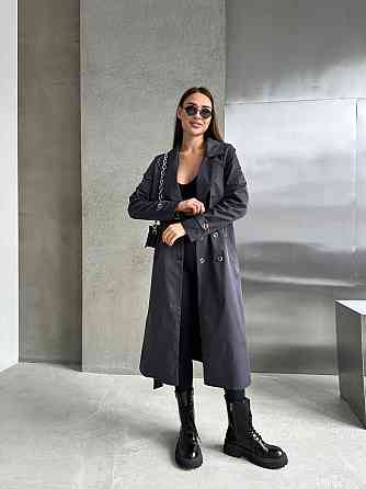 Жіночий трендовий стильний тренч  щільний котон-парка Графіт Одеса