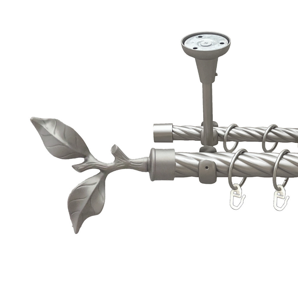Карниз Orvit Листок Троянди металевий дворядний відкритий до стелі скручена труба кільце металеве Сатин 25\16 Львов - изображение 1