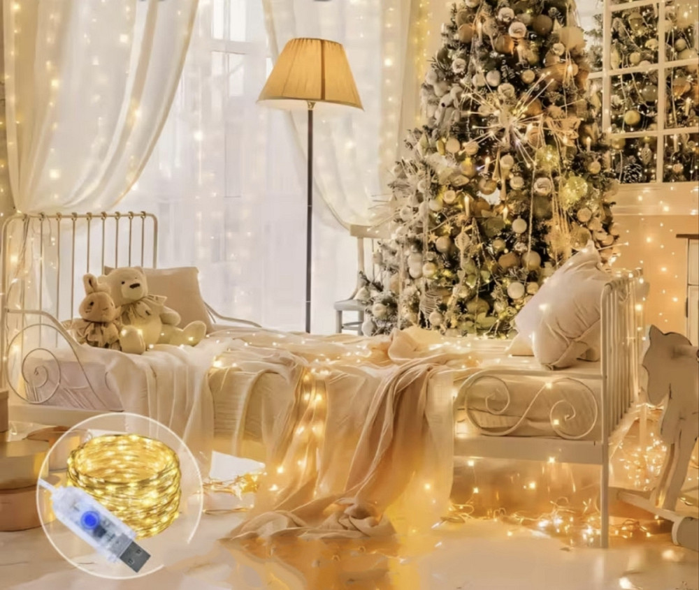 Гірлянда Роса 10 м 100 led з usb  Теплий білий Сміла - фото 2