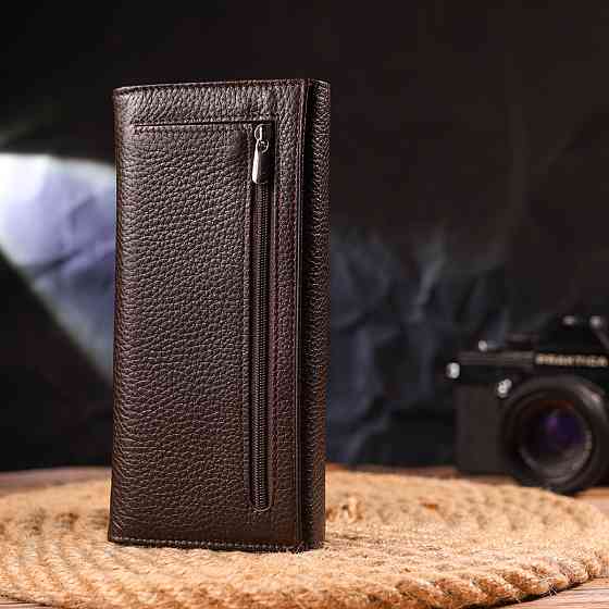 Жіночий стильний гаманець із натуральної зернистої шкіри CANPELLINI 21629 Коричневий Київ