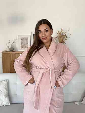 Жіночий велюровий халат для вагітних COSY довгий Peach Fuzz в подарунковій упаковці персиковий Київ