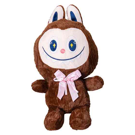 М'яка іграшка Лабубу з пледом 54 см, коричнева Київ