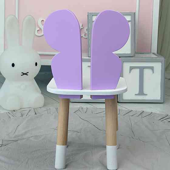 Дитячий стільчик метелик 26.5х26х25см, стілець у дитячу кімнату до 7 років, білий з фіолетовим Київ