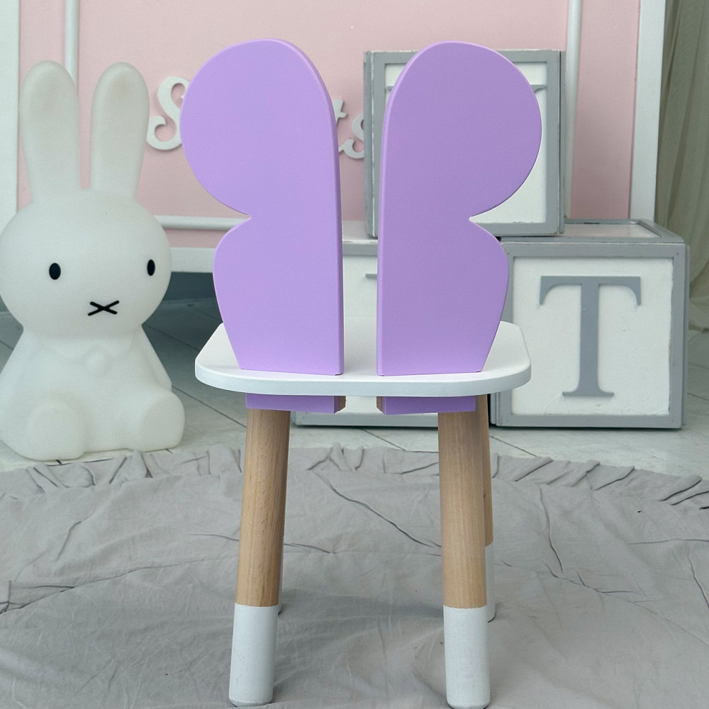 Дитячий стільчик метелик 26.5х26х25см, стілець у дитячу кімнату до 7 років, білий з фіолетовим Київ - фото 2