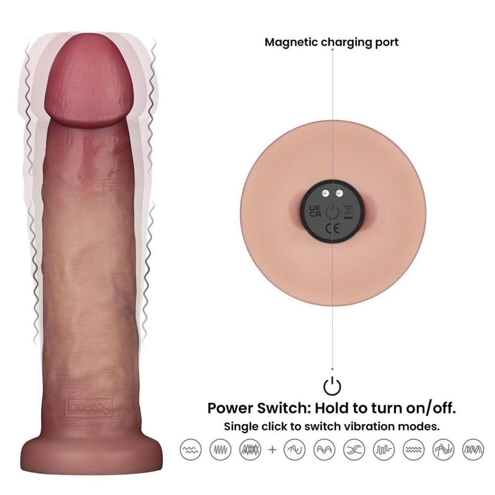 Реалистичный вибратор - Vibrating Sliding Skin Pro II Dual Layer Silicone Dong 9