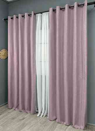 Комплект штор на люверсах VR-Textil Блэкаут двусторонний ASHEN NIGHT № 1843ш Пудровый 150х270 см 2 шт (37-0284) Киев