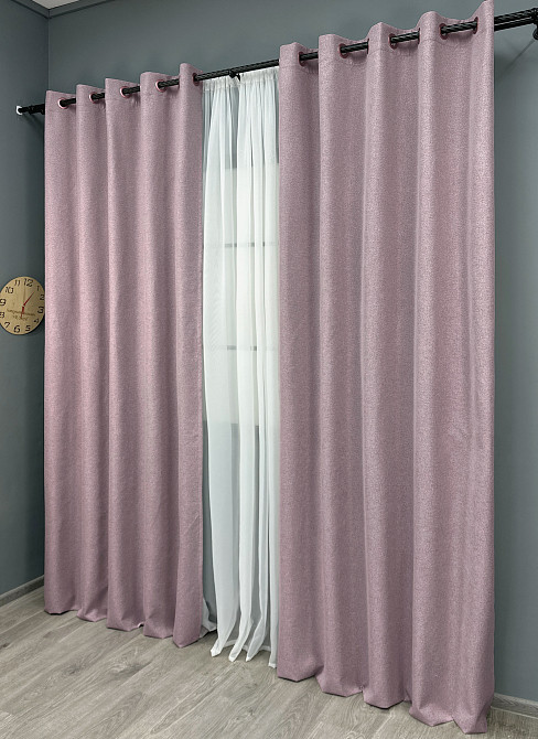Комплект штор на люверсах VR-Textil Блэкаут двусторонний ASHEN NIGHT № 1843ш Пудровый 150х270 см 2 шт (37-0284) Киев - изображение 4