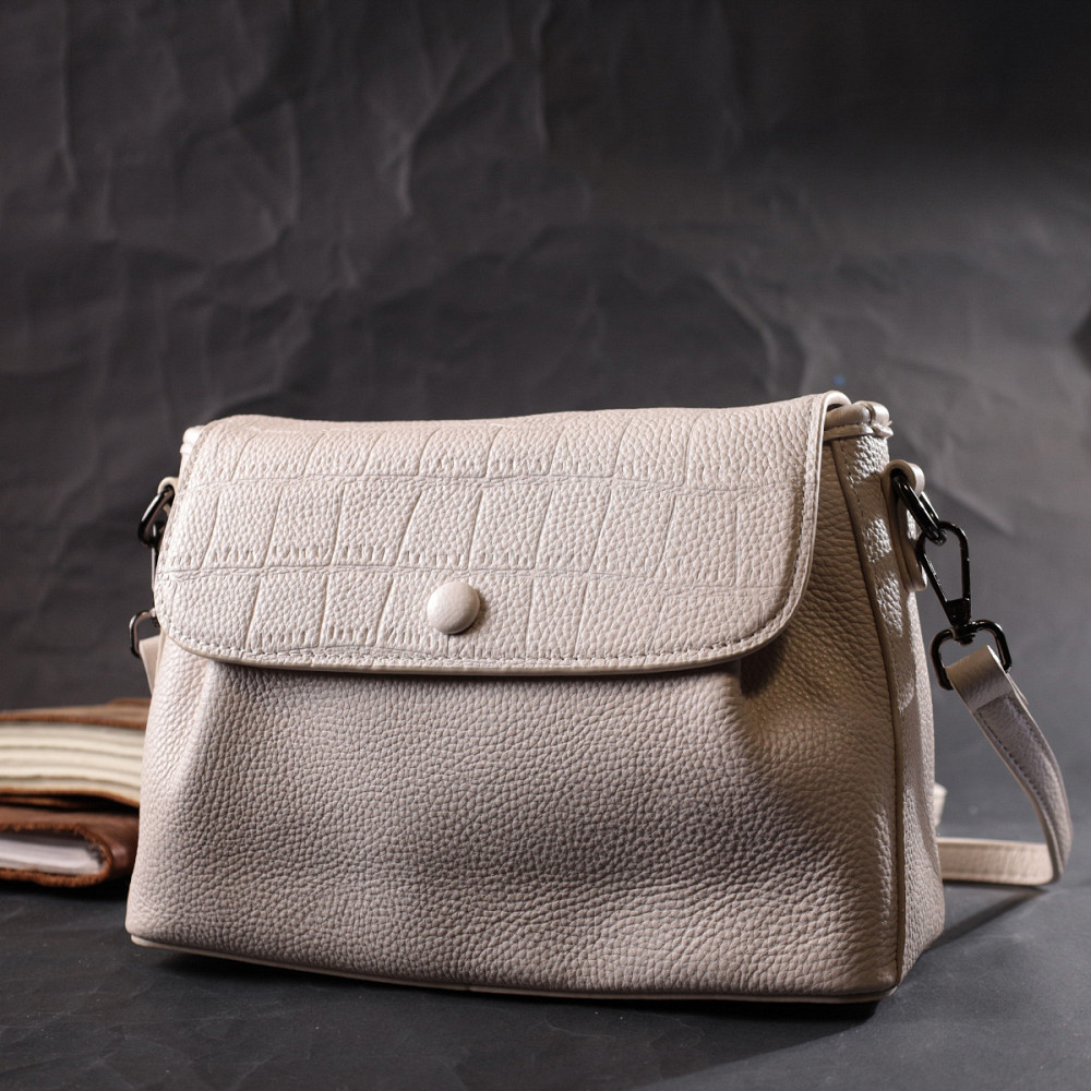 Умопомрачительная женская сумка из натуральной кожи Vintage 22331 Белая Киев - изображение 10