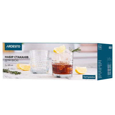 Набор стаканов Ardesto Tempesta 325мл, 3шт, скло, прозорий (AR2632WTT) Винница - изображение 7