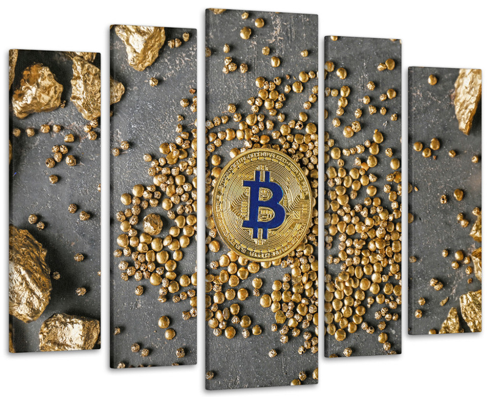 Модульна картина у вітальню / спальню Золотий Биткоин Art-377_5 ( 80х118см ) Київ - фото 1