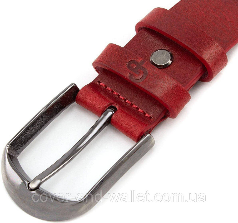 Классический ремень красного цвета из гладкой кожи 35мм PS Leather Киев - изображение 3