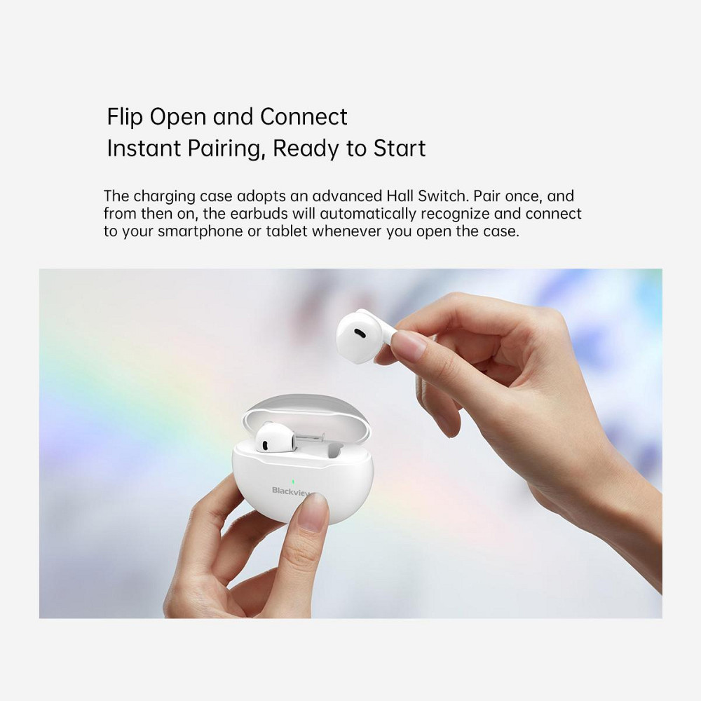 Бездротові навушники Blackview AirBuds 6 Bluetooth 5.3 Водозахист IPX7 Ультралегкі TWS Навушники Білі Київ - фото 7