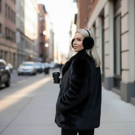 Жіночі хутряні навушники Rex Чорний Харків