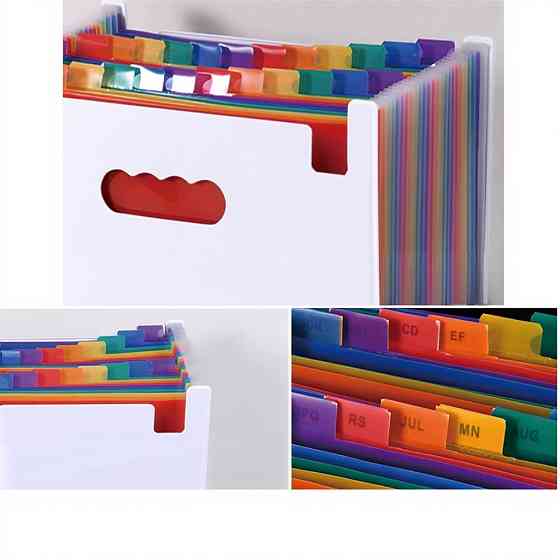 Папка-органайзер для хранения документов и файлов формат А4 на 36 отделений,,с цветными вкладками,черная 330x240x40 мм Каменец-Подольский