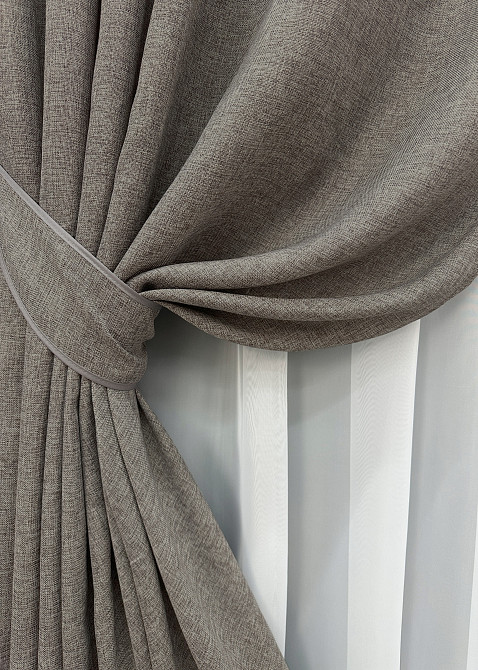 Комплект готовых штор VR-Textil Лен Мешковина № 1769ш Серый 150х270см 2 шт (33-0729) Киев - изображение 5
