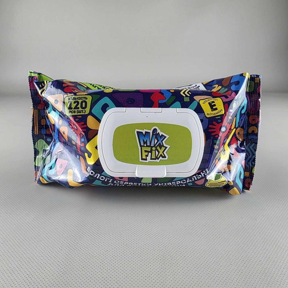 Влажная салфетка 120 шт с клапаном универсальные «MIX FIX» для всей семьи С натуральными экстрактами и витамином Е (1 пачка) Харьков - изображение 1