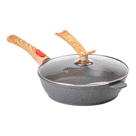 Алюмінієва глибока сковорода (3,5 л) зі скляною кришкою Ø28 см сіра MGC HP-4-465G Київ