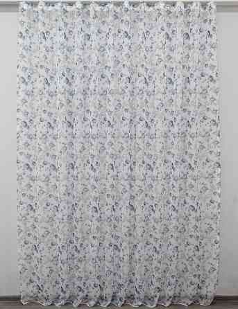 Тюль VR-Textil 416т Flora Батист Білий з сіро-блакитним 400х270 см (40-134) Київ