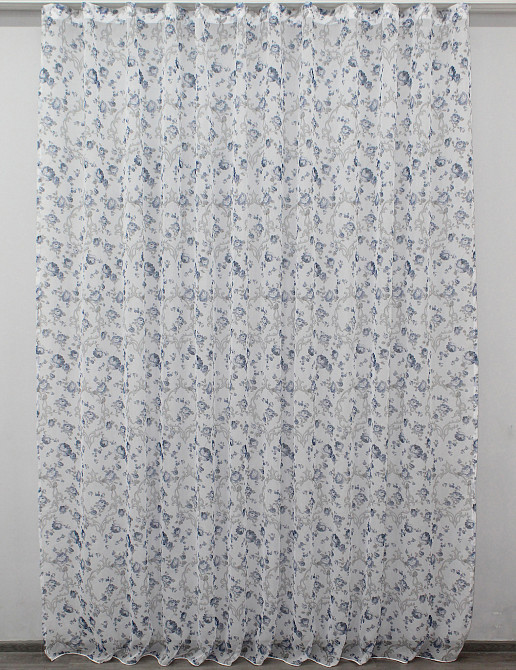 Тюль VR-Textil 416т Flora Батист Білий з сіро-блакитним 400х270 см (40-134) Київ - фото 2