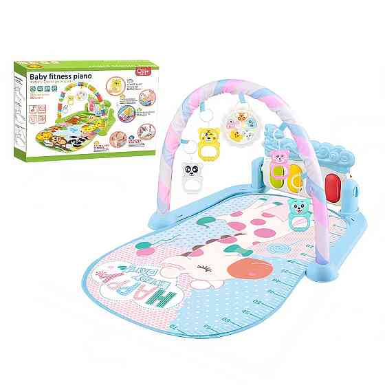 Ігровий килимок для дітей з музичним піаніно, іграшками, шкалою росту, блакитного кольору, принт корова Кам'янець-Подільський