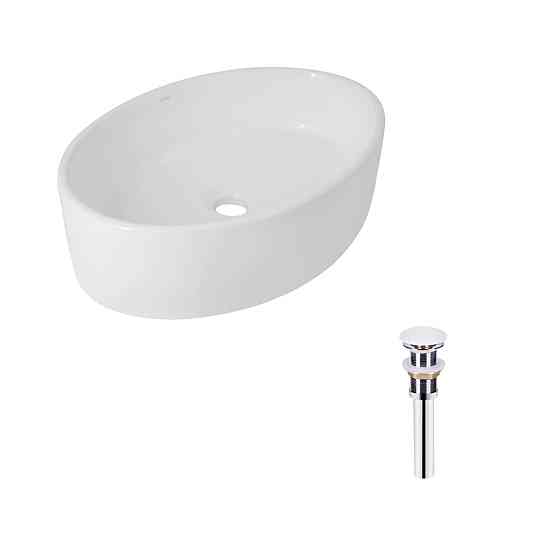 Комплект Qtap Kolibri: Раковина накладна овальна 500x360x140 мм White + Донний клапан PU02 Київ