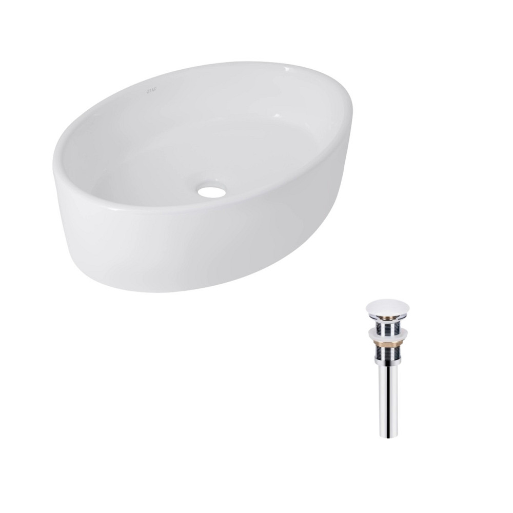 Комплект Qtap Kolibri: Раковина накладна овальна 500x360x140 мм White + Донний клапан PU02 Київ - фото 1