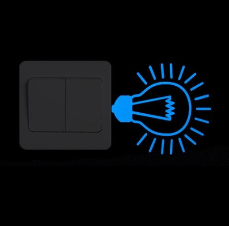 Люмінесцентна блакитна наклейка "Лампочка" - 10*10см (вбирає світло і світиться в темряві) Київ - фото 1