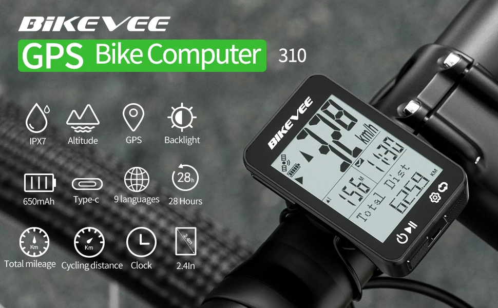 Велокомпьютер GPS BKV-310 IPX7 LCD-2.4