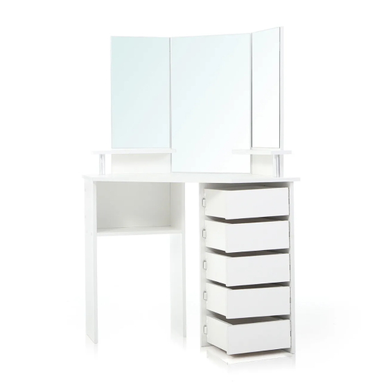 Туалетний столик Chomik TRIO кутовий з дзеркалом білий Київ