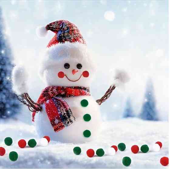 Декоративні помпони 1 см – набір 100 шт (червоний, зелений, білий) Київ