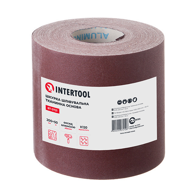 Шкурка шліфувальна, тканинна основа, К120, 200 мм × 50 м INTERTOOL BT-0721 Київ - фото 2