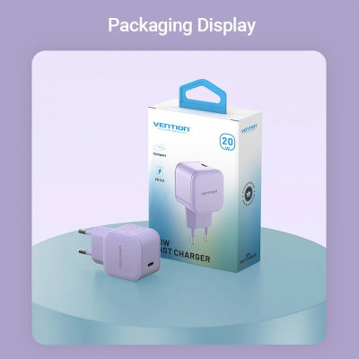 Зарядний пристрій Vention 1xUSB-C 20W PD3.0/QC3.0 Purple (FEJV0-EU) Вінниця - фото 5