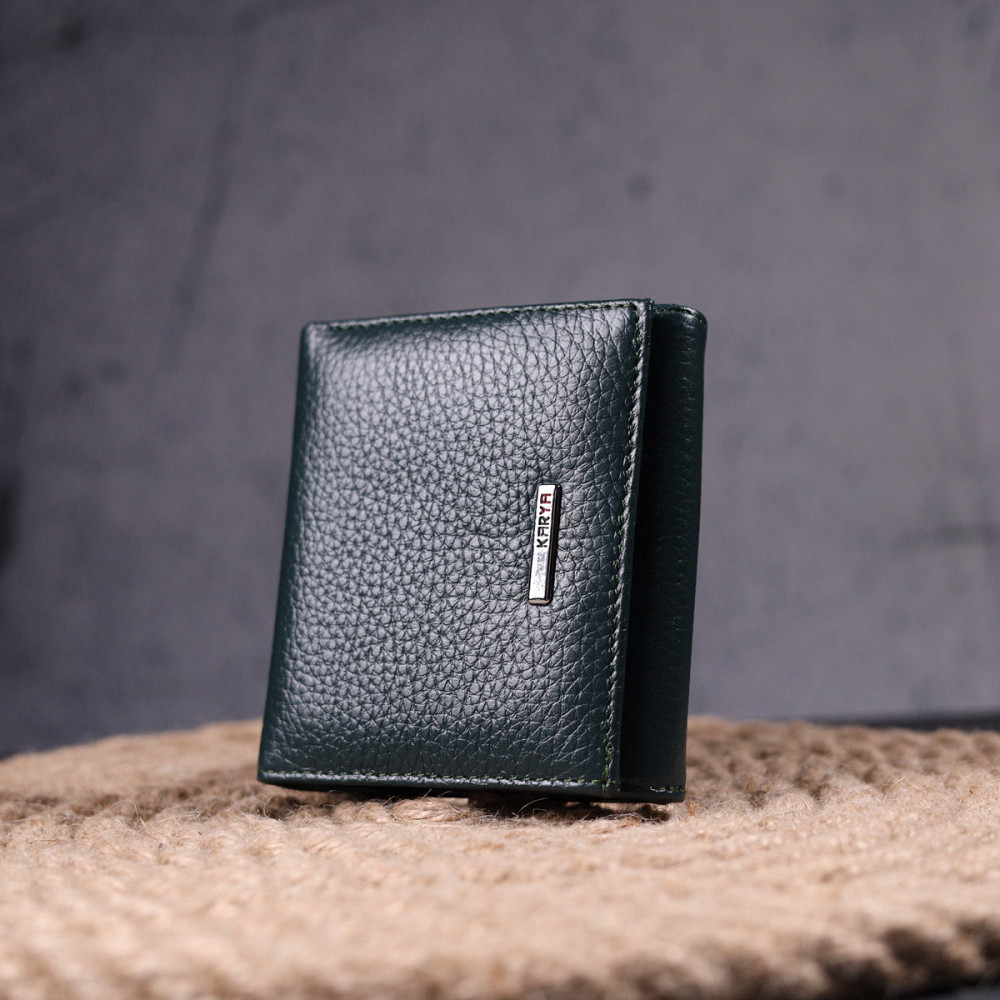 Интересный женский кошелек с монетницей из натуральной кожи KARYA 21379 Зеленый Киев - изображение 8