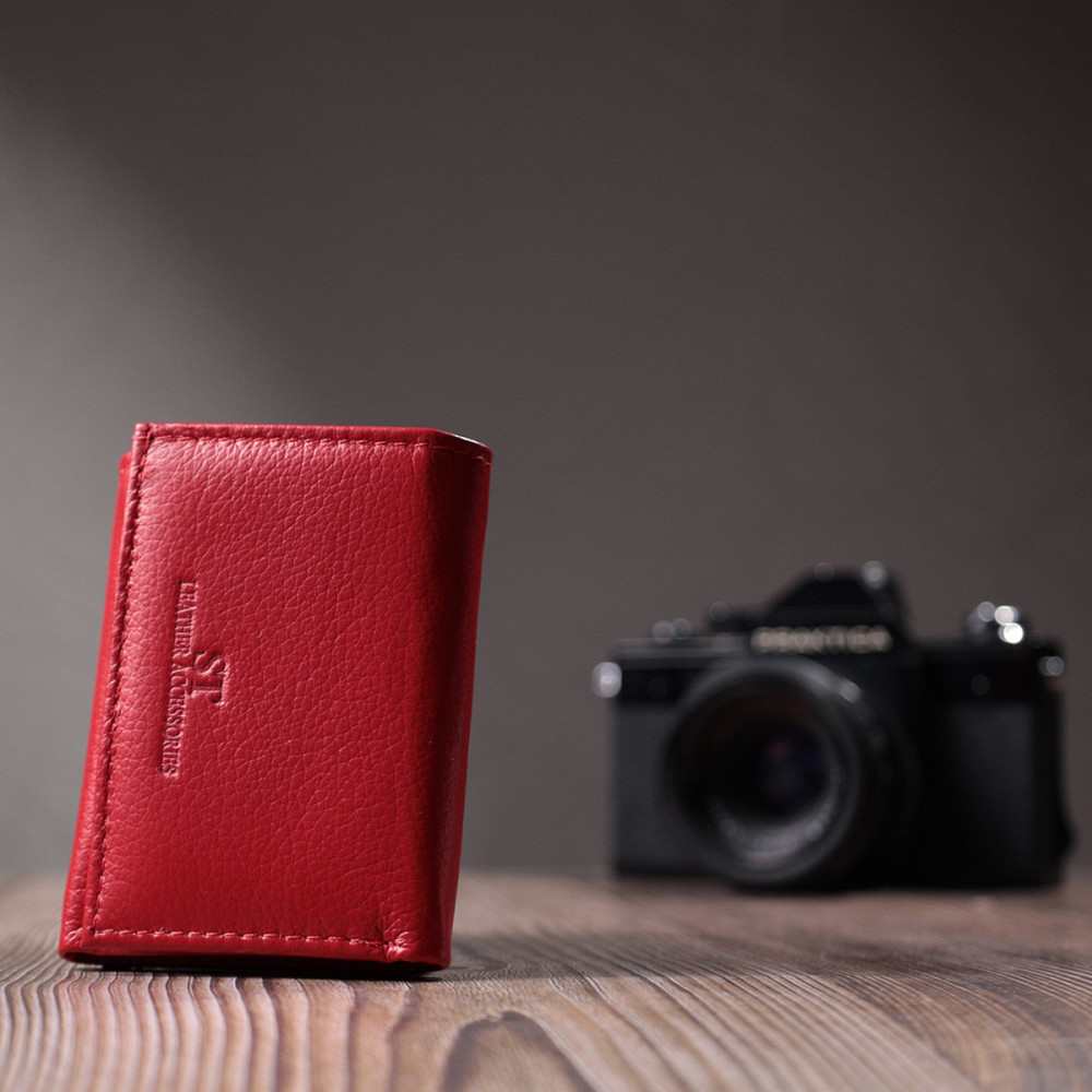 Маленький зручний гаманець з монетницею із натуральної шкіри ST Leather 22741 Червоний Київ - фото 9