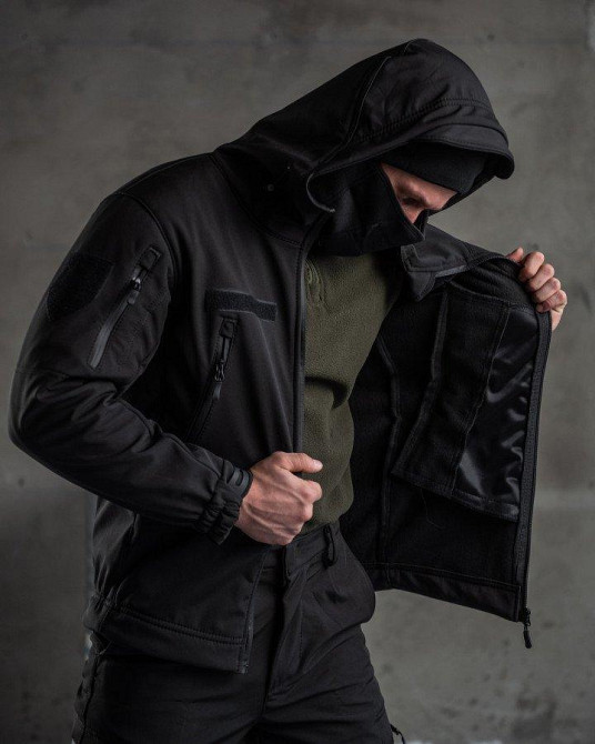 Тактический костюм SoftShell Police black ВТ7623 Одесса - изображение 3