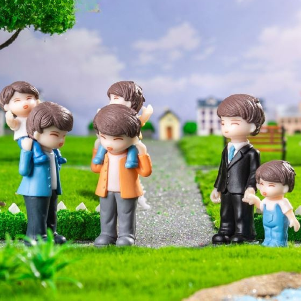 Фигурка Папа с сыном для мини-сада, флорариума, микроландшафта, макета Тато у Блакитній сорочці син на плечах Одесса - изображение 2