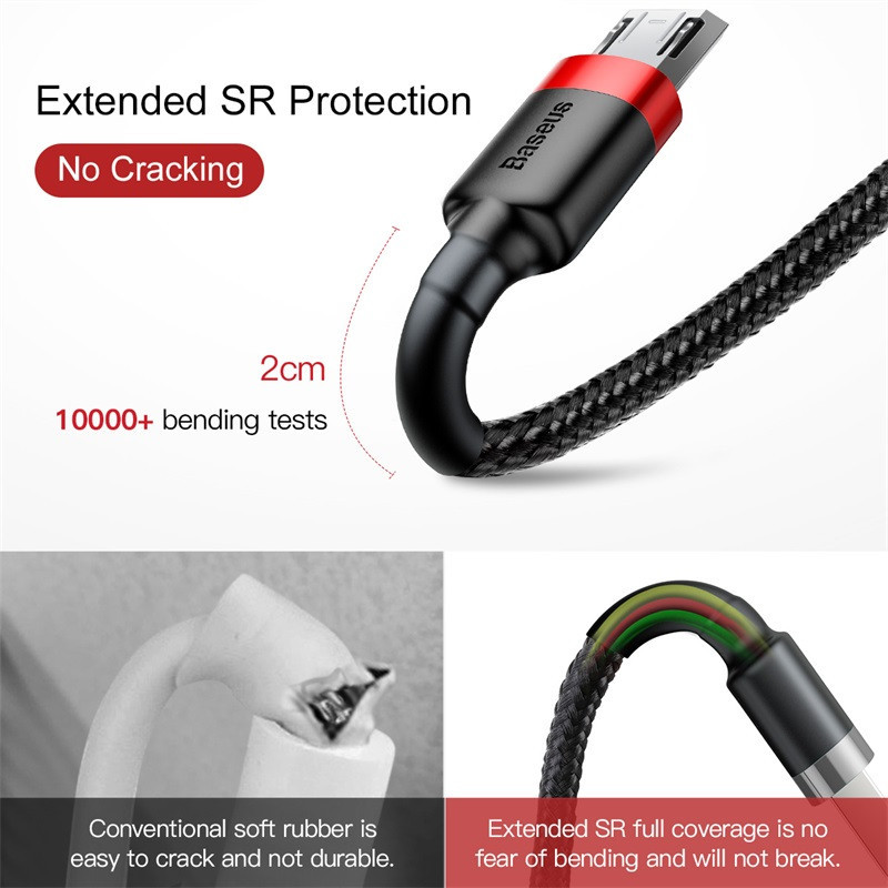 Кабель Baseus cafule Cable USB For Micro 2A 3m Red+Black Киев - изображение 10