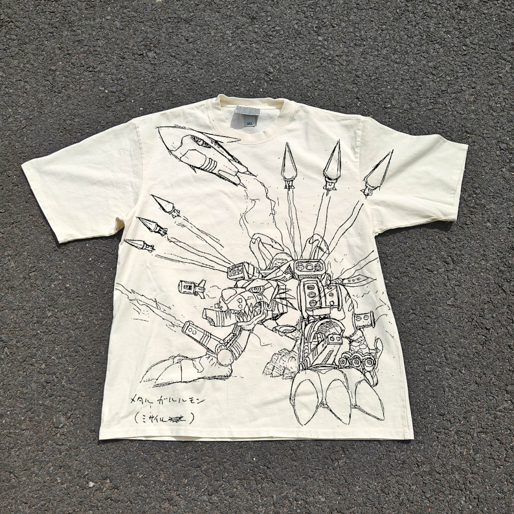 Футболка для хлопчика з принтом аніме Пригоди Дігімонів Металгарурумон Скеткх Креам оверсайз (зріст від 165 до 180) Чорний Дніпро - фото 1