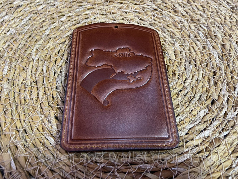 Шкіряна обкладинка для пенсійного посвідчення бордового кольору Київ - фото 3